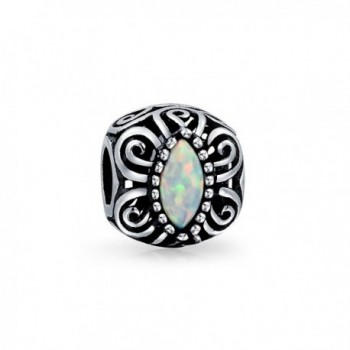 Bling Jewelry 925 Silver Synthetic Opal Filigree Butterfly Charm Bead - CS1271CJEPN
