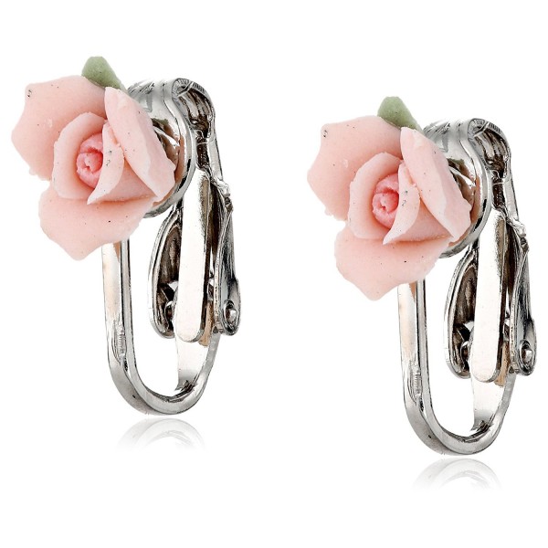 1928 Bridal Porcelain Rose Clip Earrings - rose - C1111RDJYC1