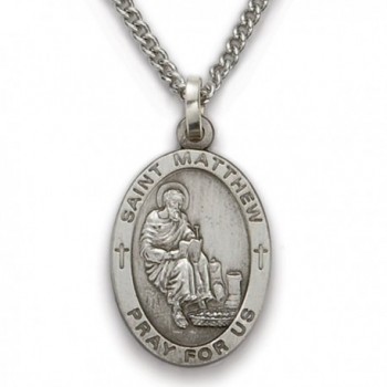 Sterling Silver Oval Saint Matthew Patron of Accountants and Bankers Medal- 7/8 Inch - CK12FSWH1AR