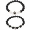 Unisex Prayer Healing Round Natural Lava Turquoise Stone 8mm Beads Stretch Bracelet with Charms - CW1890IRT05