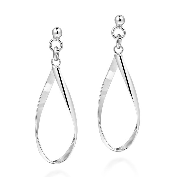 Handcrafted Open Teardrop Twist .925 Sterling Silver Post Dangle Earrings - C112HETTPAB