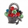 Alilang Antique Silvery Tone Multicolored Rhinestones Colorful Spring Basket Brooch Pin - CI113T2ENIN