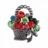 Alilang Antique Silvery Tone Multicolored Rhinestones Colorful Spring Basket Brooch Pin - CI113T2ENIN