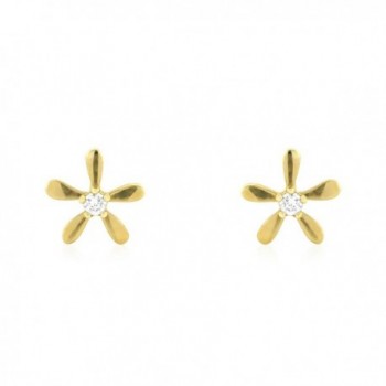 Yellow Polished Flower Screwback Earrings