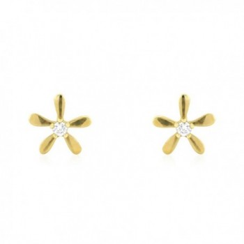 Yellow Polished Flower Screwback Earrings