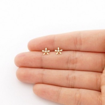 Yellow Polished Flower Screwback Earrings in Women's Stud Earrings