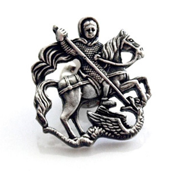 ST.GEORGE ON HORSE SLAYING DRAGON CHRISTIAN ART SILVER LAPEL PIN GIFT BOX - C2115VO1BXH