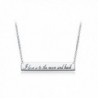 Sterling Silver Horizontal Bar Neckalce with Engraved I Love You To The Moon and Back Pendant - White Gold - CZ12O47NROM