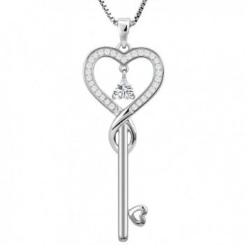 Birthstone Good Lucky Key Pendant Necklace- Infinity Love Birthday Gifts- Jewelry for Women- Girls- Her - Diamond - C21836SR6SD