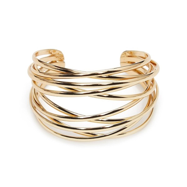 ViViCaSa Metal Fashion Wire Cuff Bangle Bracelet for Girls Women- Gold - Color 4 - C7186MKKN2X