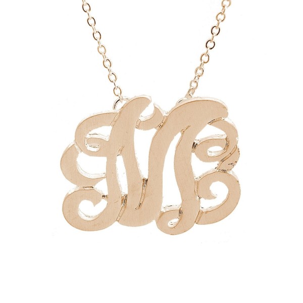 Brushed Metal Initial Monogram Split Chain Necklace (Initial M) - C711F5V77G1