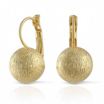 JanKuo Jewelry Brushed Satin Matte Gold Plated Ball Leverback Earrings - CR12NYFY2K9