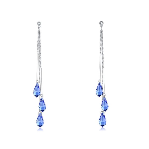 Desimtion Earrings Swarovski Silver Jewelry - Blue - CZ18966IOOX