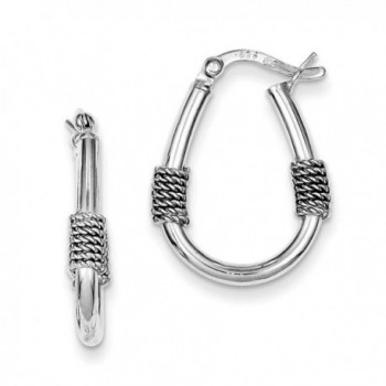 925 Sterling Silver Rhodium-plated Antique Finish Hinged Hoop Earrings - CW11FW4A695