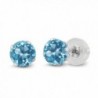 1.20 Ct 5mm Round Swiss Blue Topaz 10K White Gold 4-prong Stud Earrings 5mm - CD1191KNL3P