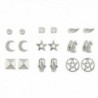 Lux Accessories Silver Crystal White Opal Pentagram Dragon Celestial Earring Set - CC17YHO6ARQ