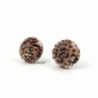 12mm Cheetah Animal Print Glitter Stud Earrings Stainless Steel in Red Pink Green or Blue - CB187WXOH2O