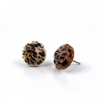 Cheetah Animal Glitter Earrings Stainless in Women's Stud Earrings