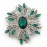Stunning Bridal Emerald Green- Clear Austrian Crystal Corsage Brooch In Rhodium Plating - 60mm Length - CS11GU8NAYZ