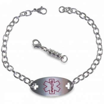 Max Petals - Diabetes Women's Medical Alert ID Identification Bracelet with Optional Magnetic Clasp - CQ12NB6574S