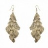 Lux Accessories Boho Burnish Gold Casted Leaves Fish Hook Chandelier Earrings - CV12LV66Q15