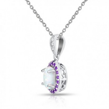 Sterling Silver Simulated Amethyst Necklace in Women's Pendants