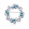 Alilang Swarovski Crystal Elements Faux Pearl Flower Holiday Wreath Fashion Pin Brooch - C4119LR4HC7