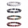 iSTONE Natural Gemstone Bracelet Rhodonite - " White Howlite+Banded Agate+ Indian agate+Rhodonite " - C5184A9WQKN