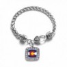Colorado (CO) Flag Classic Silver Plated Square Crystal Charm Bracelet - CV11KY4UIFB