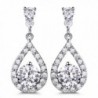GULICX Silver Plated Base Round Cut Flawless CZ Cubic Zirconia Crystal White Women Drop Earrings - white - C4129KOUB6V