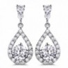 GULICX Silver Plated Base Round Cut Flawless CZ Cubic Zirconia Crystal White Women Drop Earrings - white - C4129KOUB6V