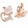 CNCbetter Women Fashion Jewelry Rose gold plated Cat Eye Stone Charms U Shaped Black On Clip Earring - CU1220AUFET
