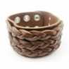 APECTO Jewelry Wide Brown Leather Wristband Cuff Bracelet- LB1 - C8123IXENRX