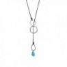 Handmade Women Long Lariat Turquoise Necklace on Waxed Cord Charm Pendant 35 Inch - CT12F905L4R