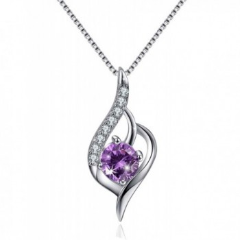 Angle Wing Sterling Silver Necklace CZ Cubic Zirconia Charm Pendant Necklace - Purple - C117YCYT6UD