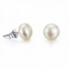 JYX Sterling Silver Natural White Freshwater Pearl Stud Earrings---AAA Quality - CW12MXVQRYV