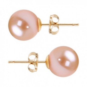 Freshwater Cultured Pearl Earrings Stud AAAA 6-10mm Pink Cultured Pearls Earring 14K White Gold Posts - CO12F7D5NML