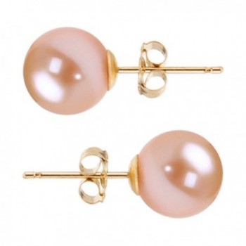 Freshwater Cultured Pearl Earrings Stud AAAA 6-10mm Pink Cultured Pearls Earring 14K White Gold Posts - CO12F7D5NML