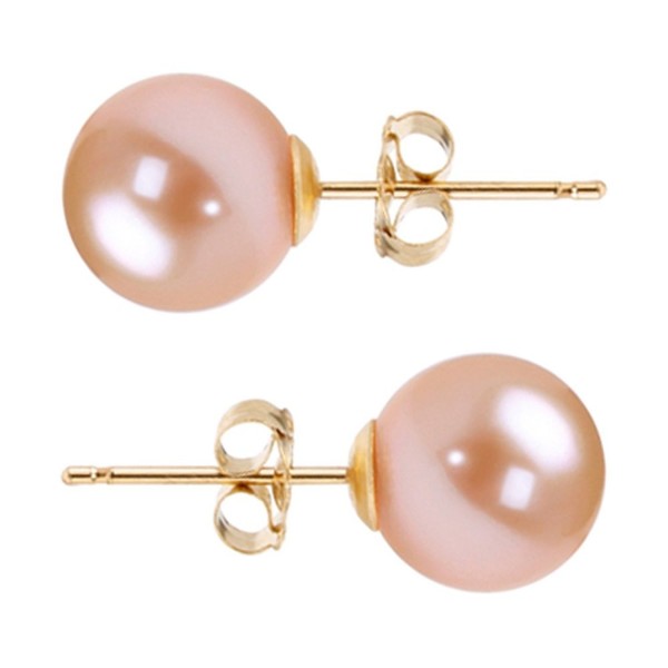 Freshwater Cultured Pearl Earrings Stud AAAA 6-10mm Pink Cultured Pearls Earring 14K White Gold Posts - CO12F7D5NML