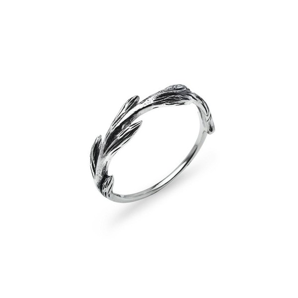Plain Wreath Branch Wrap Ring - Sterling Silver Round Comfort Fit Promise Band Sizes 5 to 12 - CE17AZUYL7U
