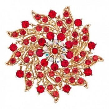 LilyJewelry Flower Brooch Pin - Red - C81822G8G82