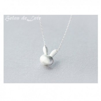 Helen de Lete Frosted Little Bunny Rabbit Animal Sterling Silver Collar Necklace - CH12N77WC5V