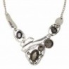 Jaysa Collection Designer Freeform Silver Necklace with Dark Rhinestones - CW128NH91OT