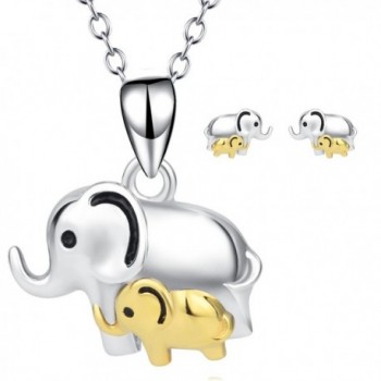 Elephant Jewelry 925 Sterling Silver Good Lucky Mini Elephant Earrings Necklace Set for Women Girls - CR182KG259O