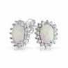 Bling Jewelry Simulated Opal Stud Oval Crown earrings 925 Sterling Silver 12mm - CM11EIQFZMH