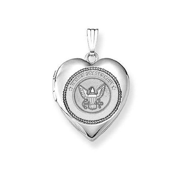 Sterling Silver Navy Heart Locket 3/4 Inch X 3/4 Inch - CC11ETL94UZ