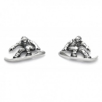 Sterling Silver Snowboarder Stud Earrings - CG11HSS60M1