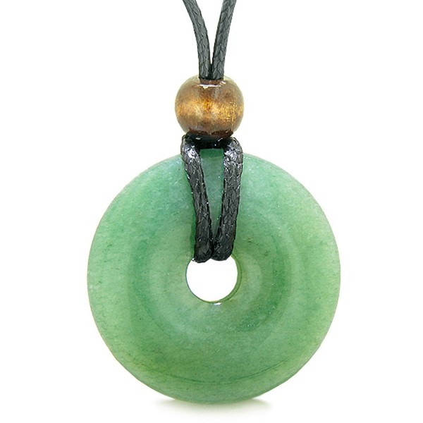 Amulet Magic Large Coin Shaped Donut Positive Powers Green Quartz Healing Lucky Charm Necklace - CQ11XD2PVFD