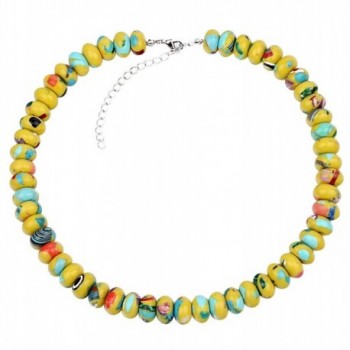 Eye-Catching Synthetic Turquoise Rondelle Beaded Necklace - Yellow - CE127F76BKF