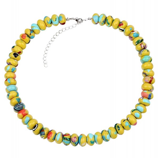 Eye-Catching Synthetic Turquoise Rondelle Beaded Necklace - Yellow - CE127F76BKF